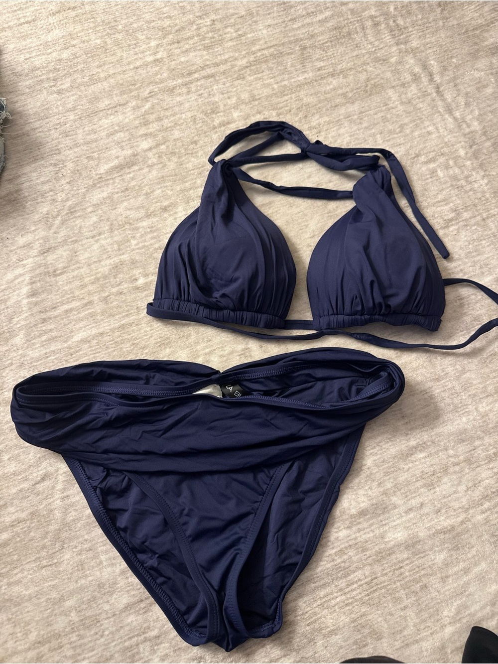 Classic Navy Blue Women’s Bikini Set top is an 8, bottoms are a 10
